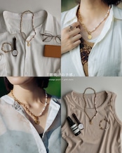 『深海の静寂』『朝焼けの予感』 coin pearl necklace 2本セット ※8月限定color