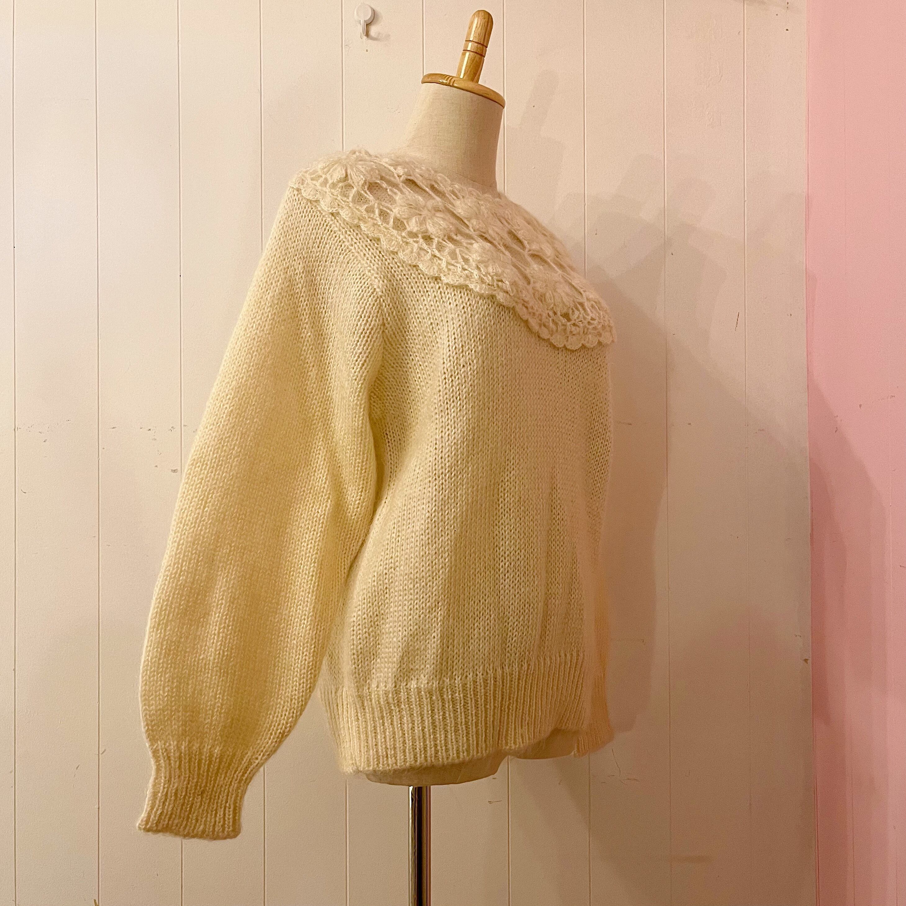 flower lace cream knit sweater