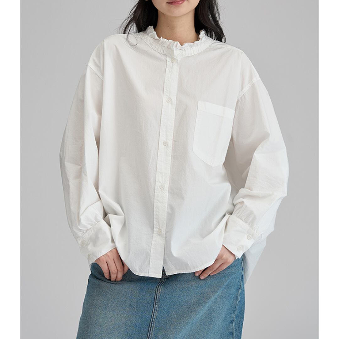 solid collar round neck shirt