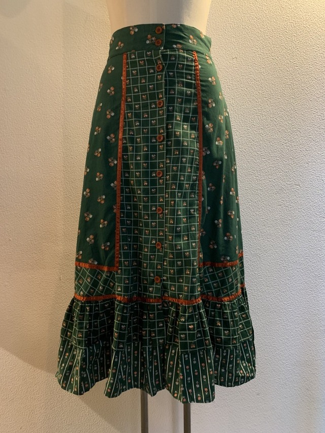 1970's Front Button Long Skirt "GUNNE SAX"