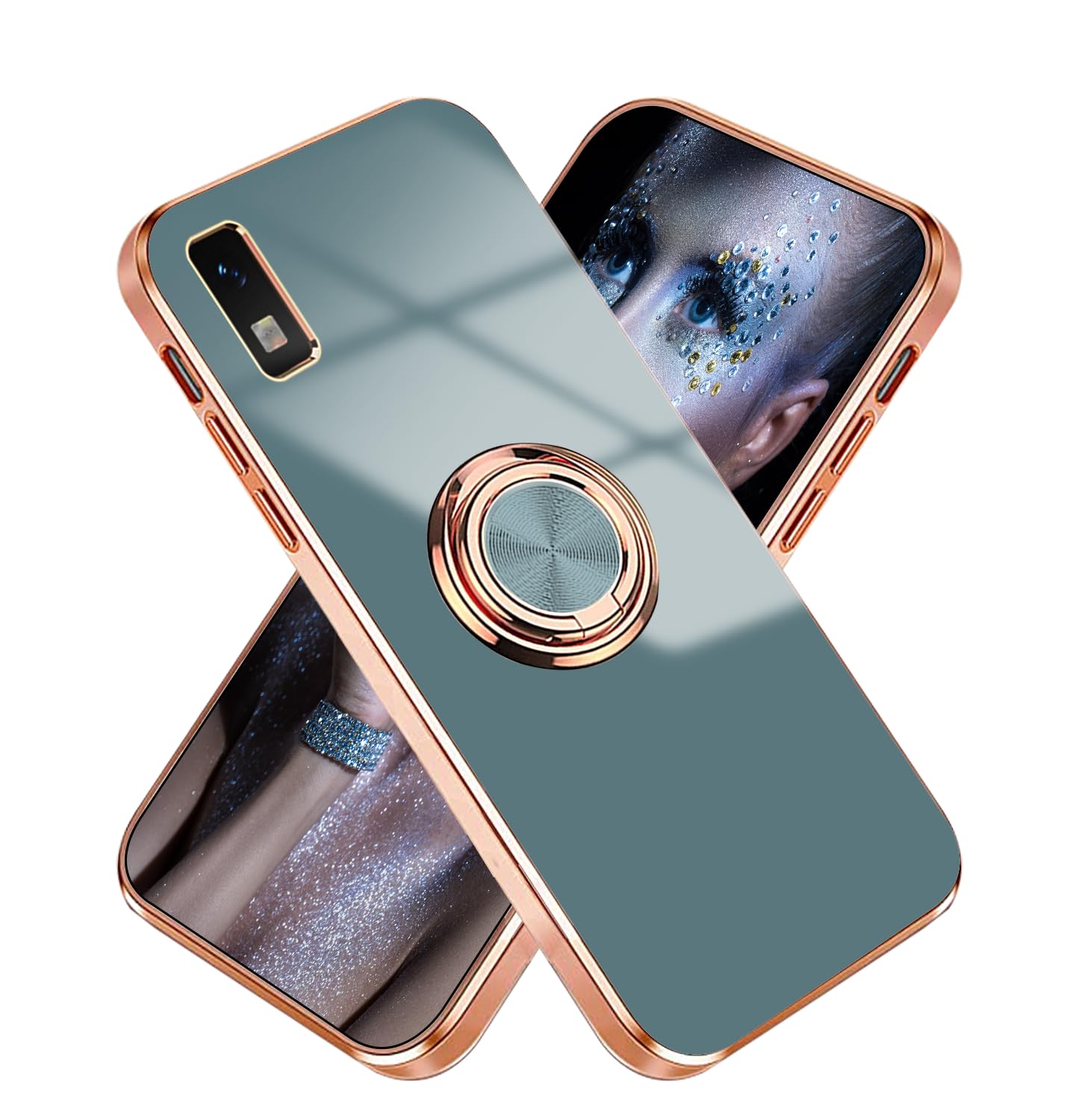 Anlalish携帯ケース 対応 Aquos Wish3 ケースリング 耐衝撃 Aquos Wish3 スマホカバー シリコン携帯ケース 人気 オシャレ車載ホルダー 対応 指紋防止 持っているカメラ保護 (グレー)
