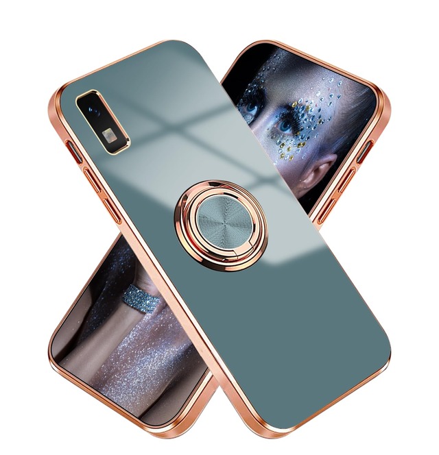 Anlalish携帯ケース 対応 Aquos Wish3 ケースリング 耐衝撃 Aquos Wish3 スマホカバー シリコン携帯ケース 人気 オシャレ車載ホルダー 対応 指紋防止 持っているカメラ保護 (グレー)
