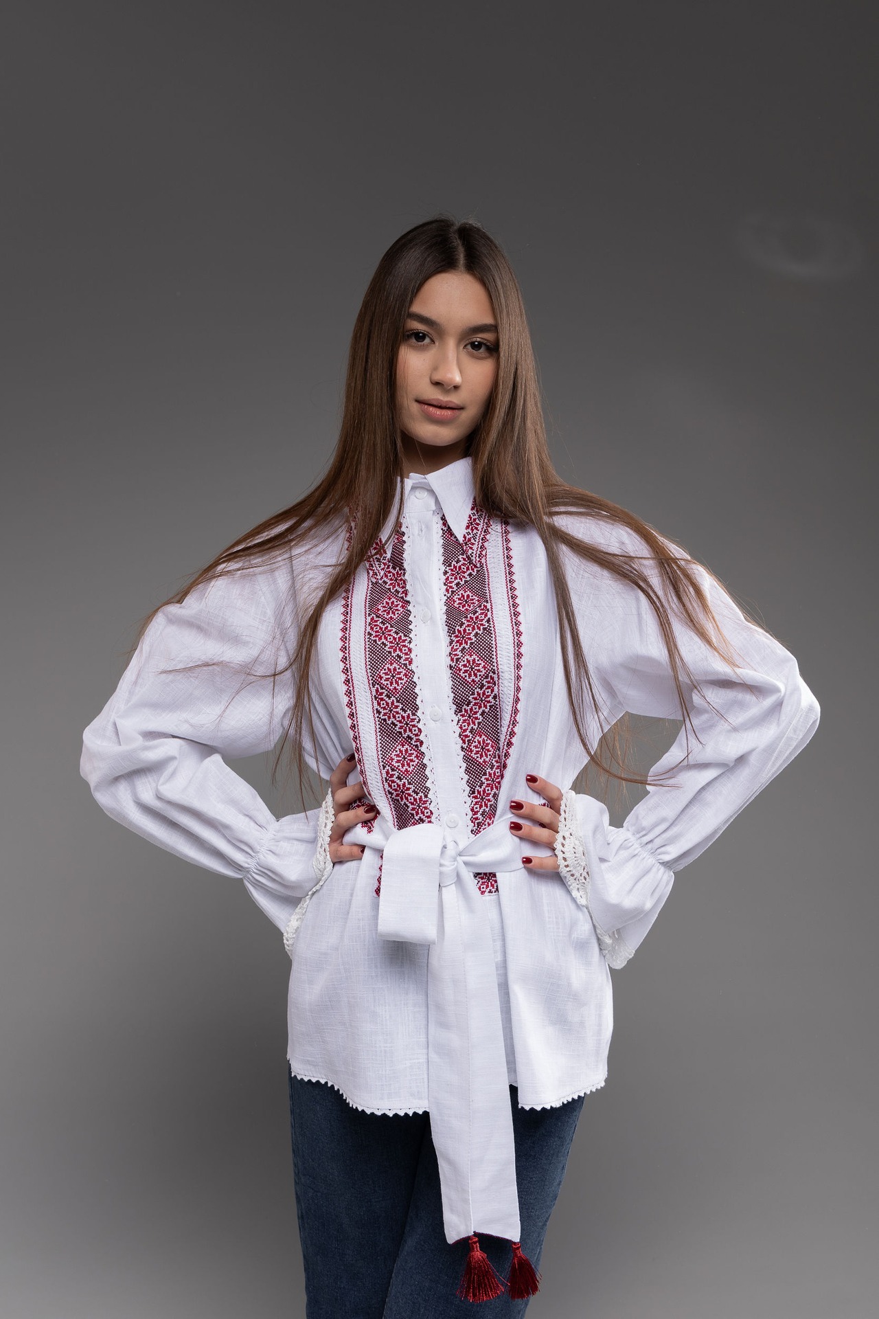 ウクライナ刺繍ヴィシヴァンカ　手刺繍　クロスステッチ　麻　レディース・フリーサイズ - 10