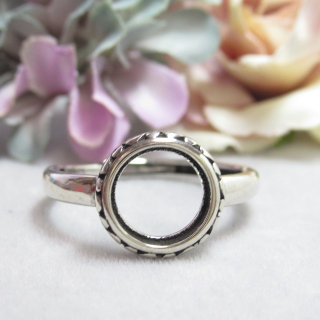 8㎜ 銅 エンシェント ベゼル リング台 銀古美