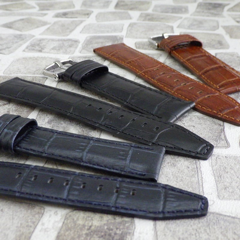 BAMBI バンビ 時計ベルト 牛革バンド 20mm 22mm 24mm ブラック