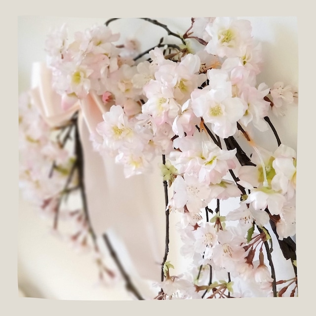 お家花見に♪　枝垂桜のリース　