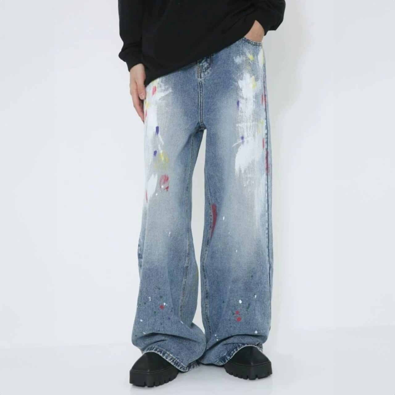ペイントライクウォッシュドワイドデニムパンツ 1col A00169