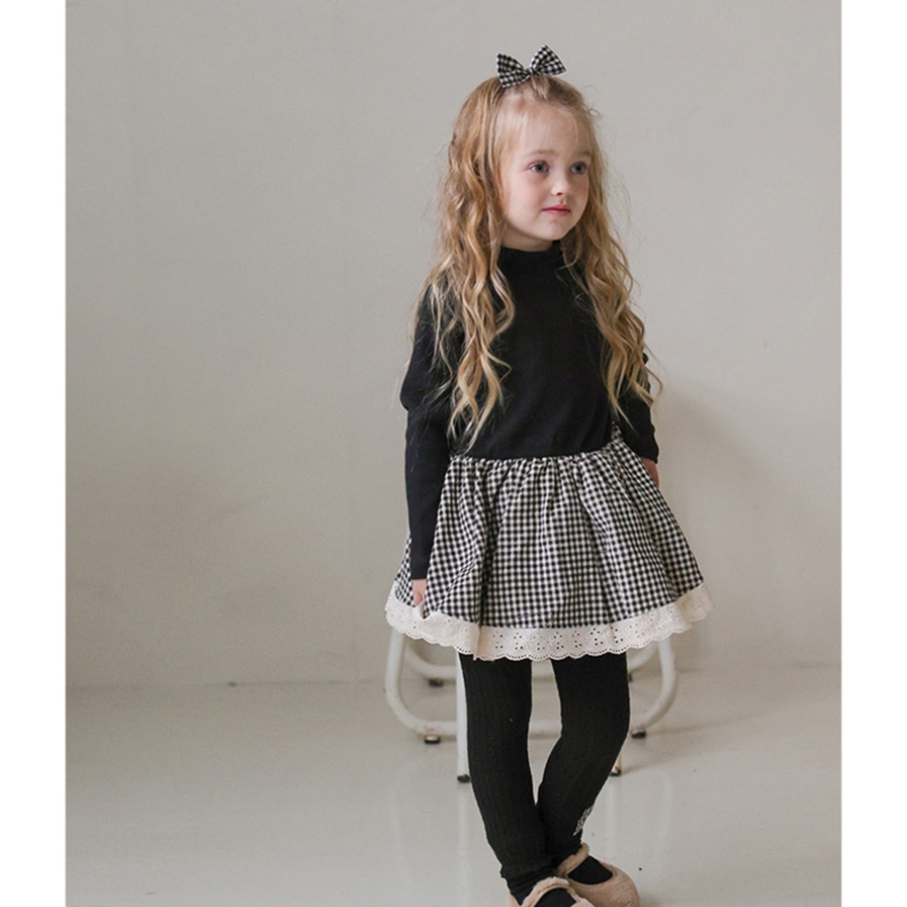 「予約販売」冬チェック柄ワンピース