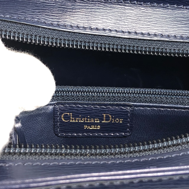 Christian Dior クリスチャン ディオール ハンドバッグ ネイビー CDプレートロゴ レザー ミニバッグ vintage ヴィンテージ オールド tx5uyv