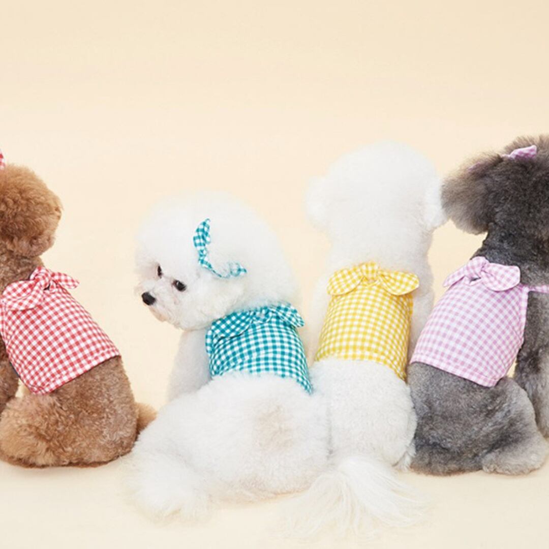 【全4色】ワンポイントリボン付き!チェックキャミソール d1068