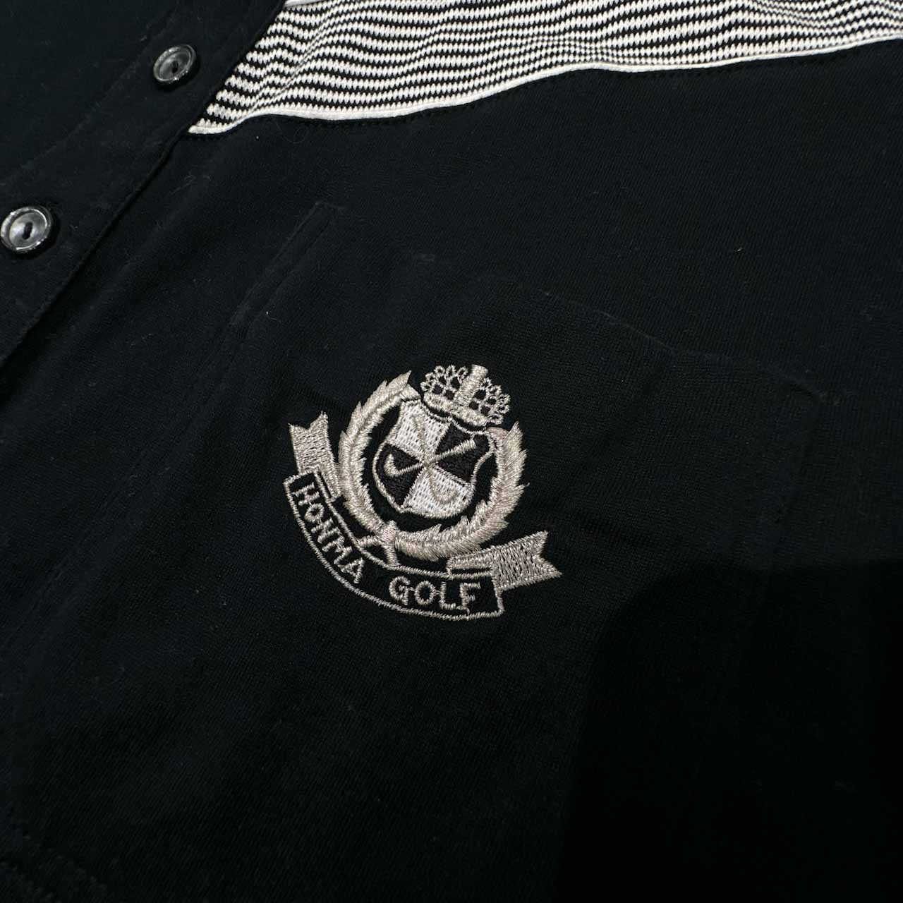 HONMA GOLF ホンマ ゴルフ ロゴ刺繍 天竺コットン 半袖 ポロシャツ サイズ L /メンズ/ブラック/日本製