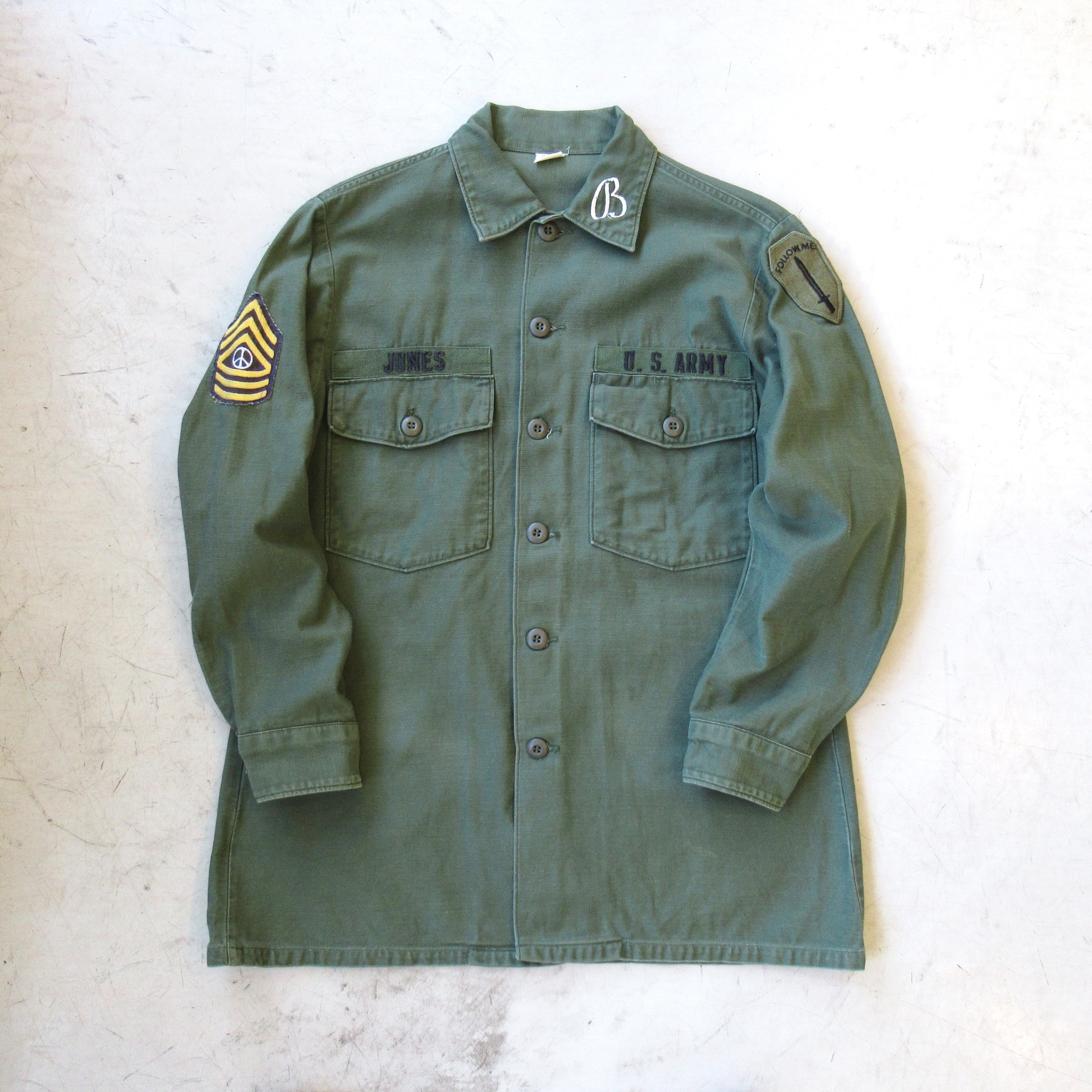 70s　U.S.ARMY  OG-107 ユーティリティシャツ　ミリタリーシャツ