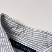 00s RALPH LAUREN ラルフローレン ストライプ BD ボタンダウン オックスフォード 半袖シャツ 7/水色×ホワイト レディース インパクト21