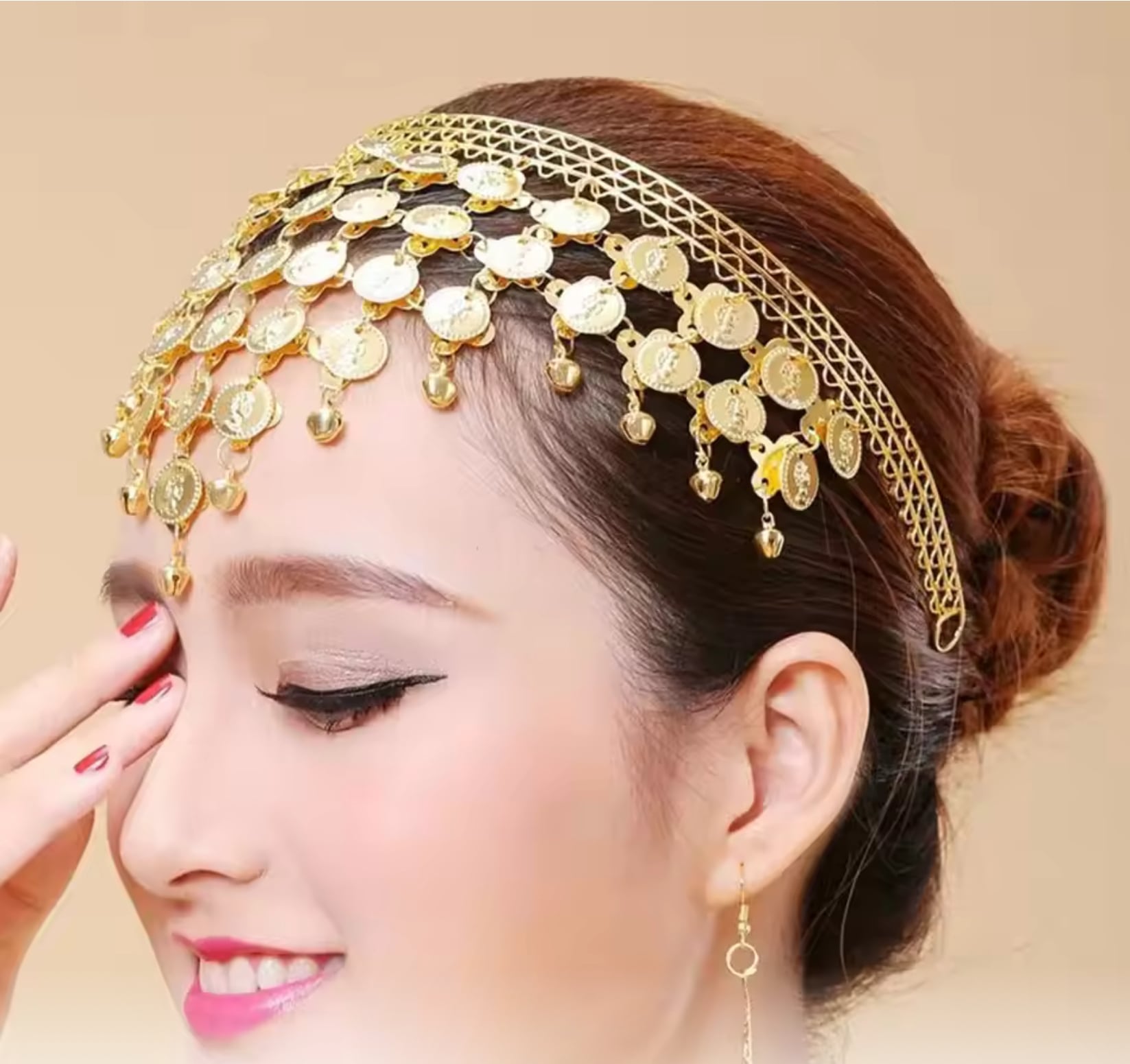 ベリーダンス用 ヘッドピース ジプシー ボヘミアン 金色 コイン