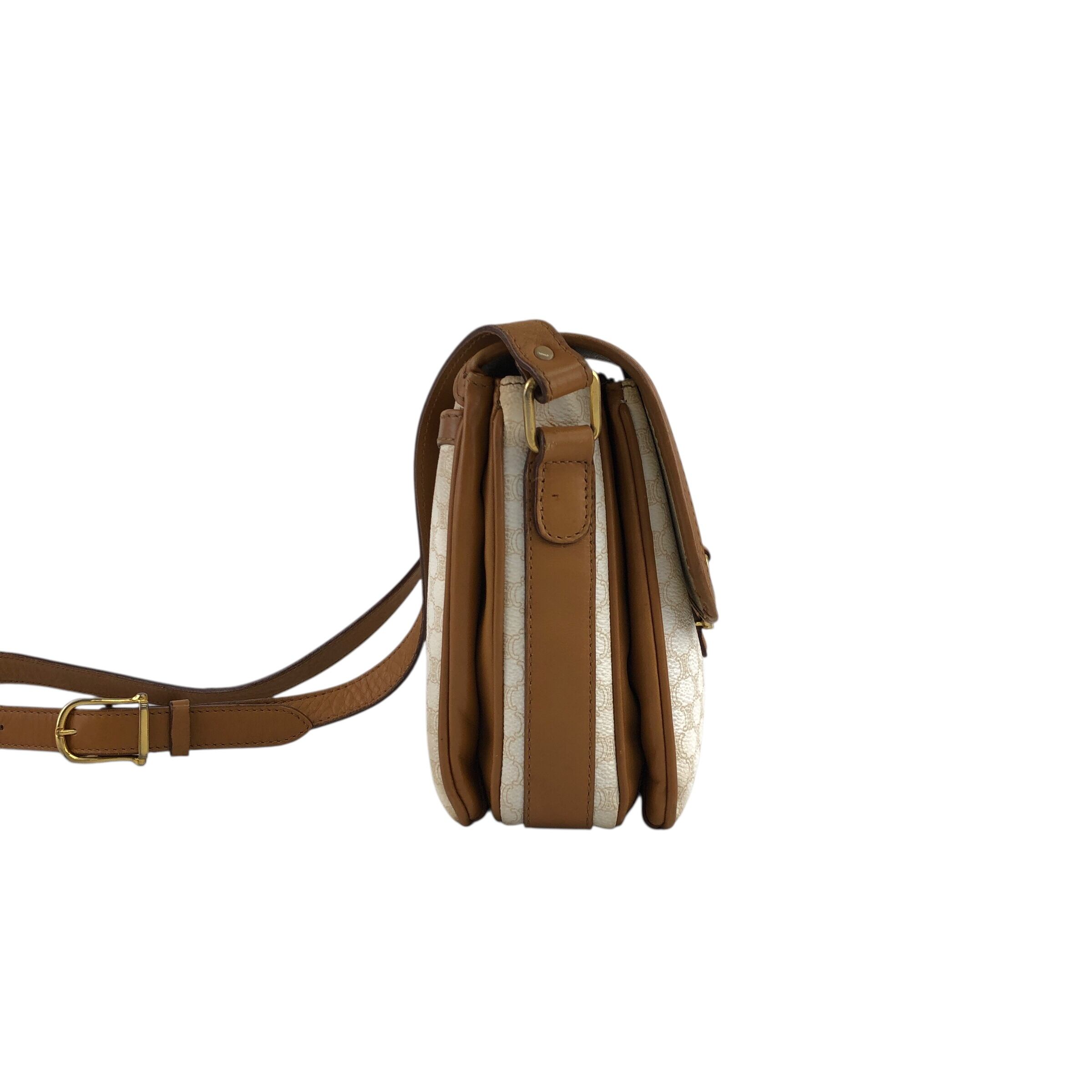 CELINE セリーヌ マカダム ショルダーバッグ ホワイト ホースビット