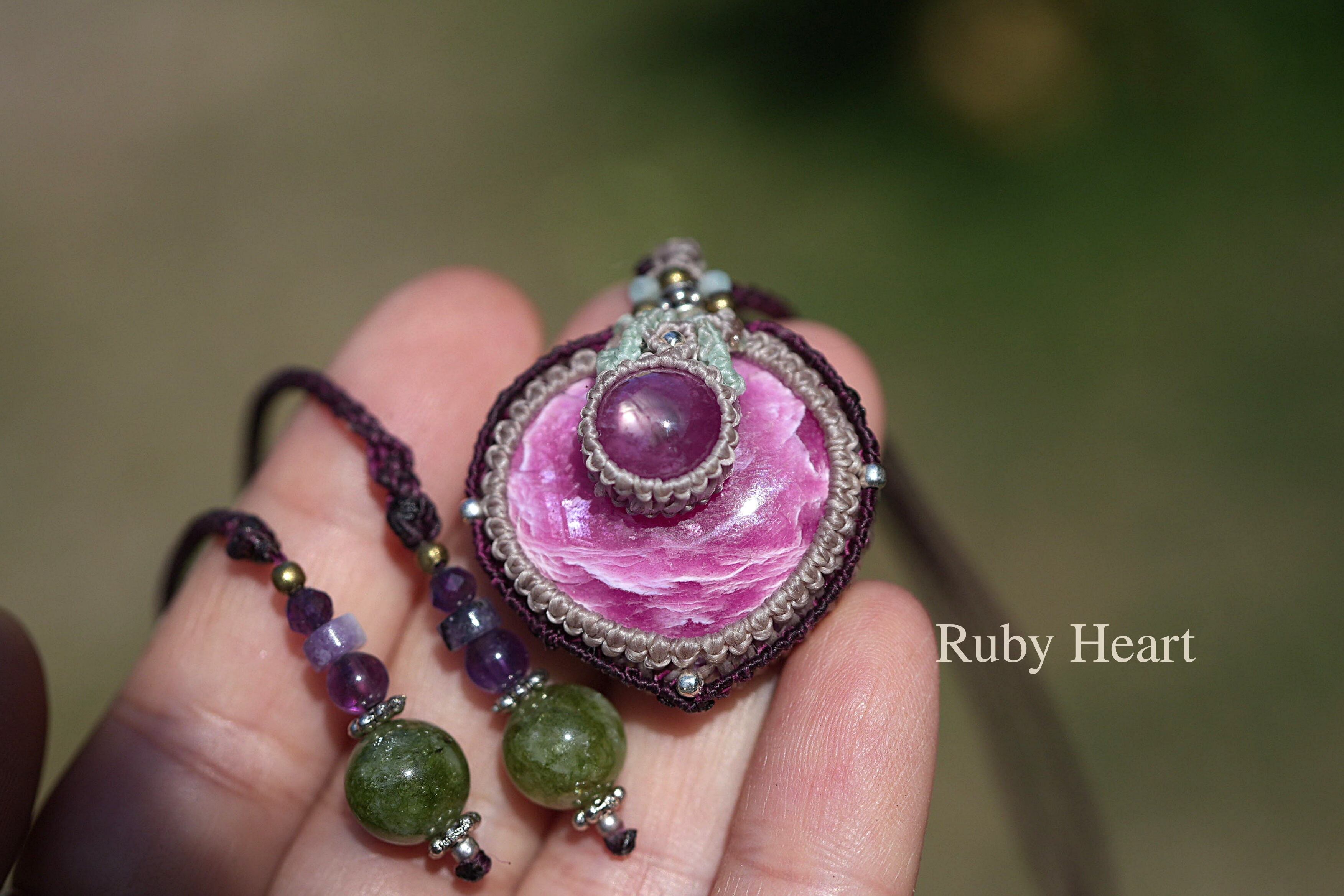 高品質コランダム☆スタールビー マクラメネックレス821 | Funky