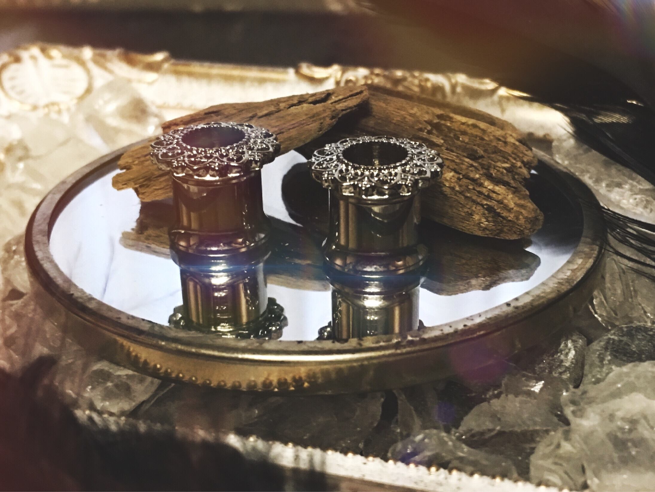 00G 10mm 1pc フラワー トンネル スティール フレア ボディピアス