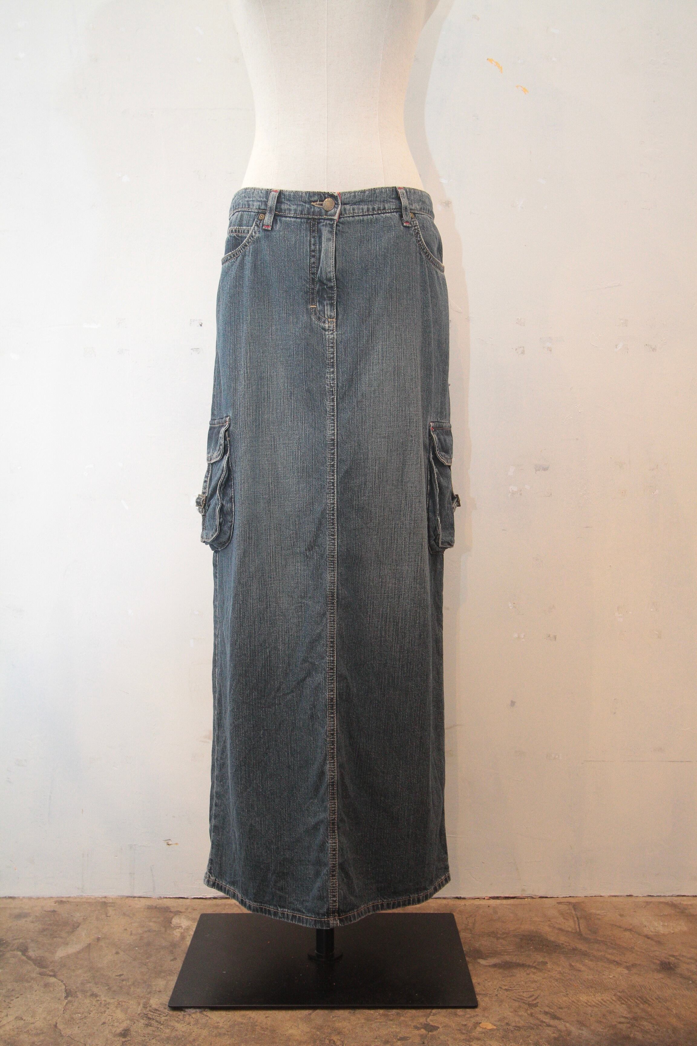 00s esprit denim long skirt
