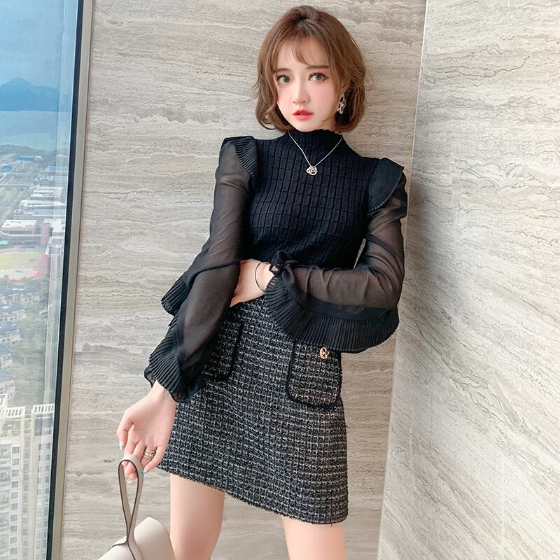 プリーツカラーセーター オータムウィンター 秋物 冬物 ステッチ MIUCO83813060684