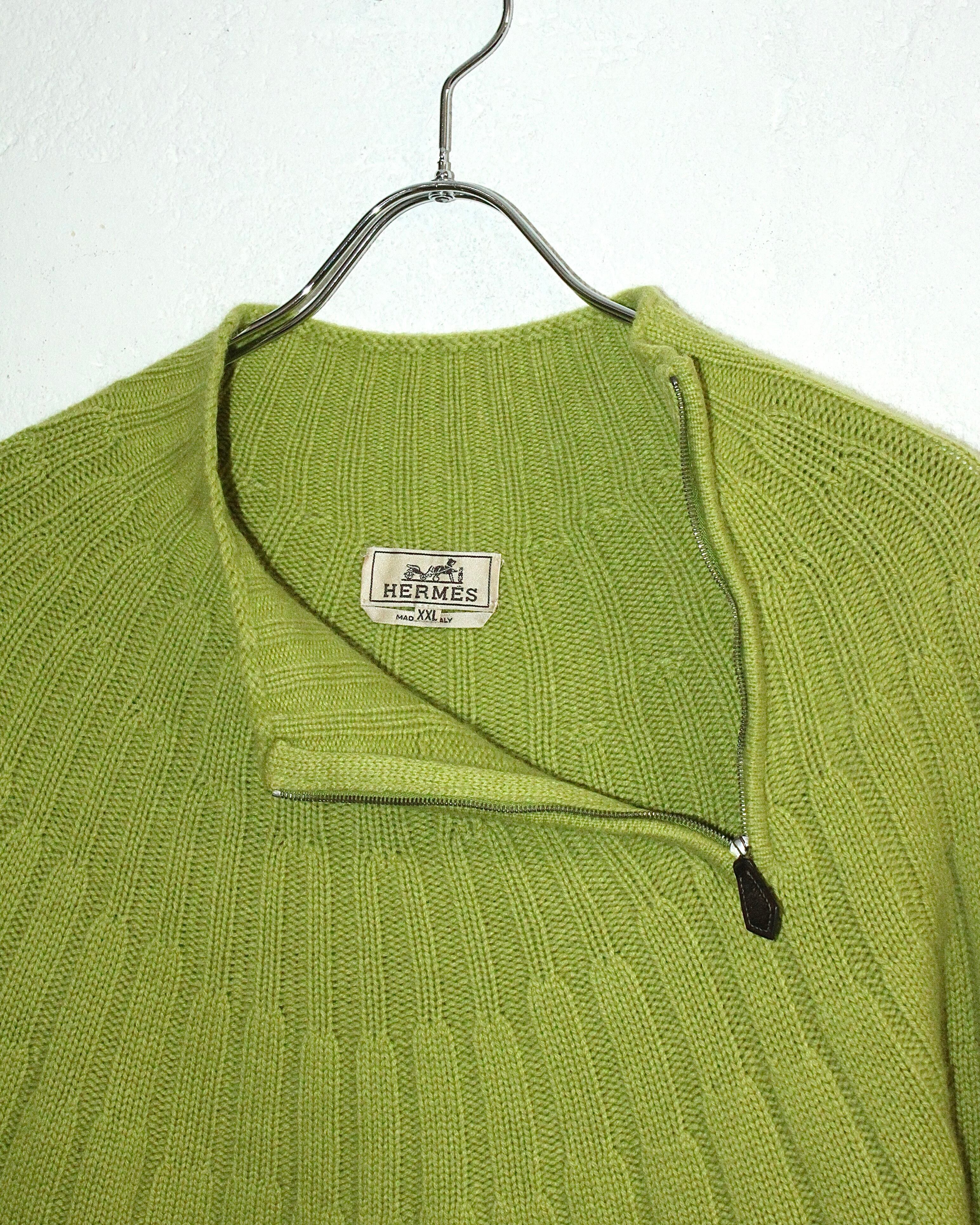 HERMES Zip-Design Cashmere Knit ITALY製