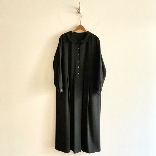 C71186【Emma】Wool Tropical Round Collar Dress