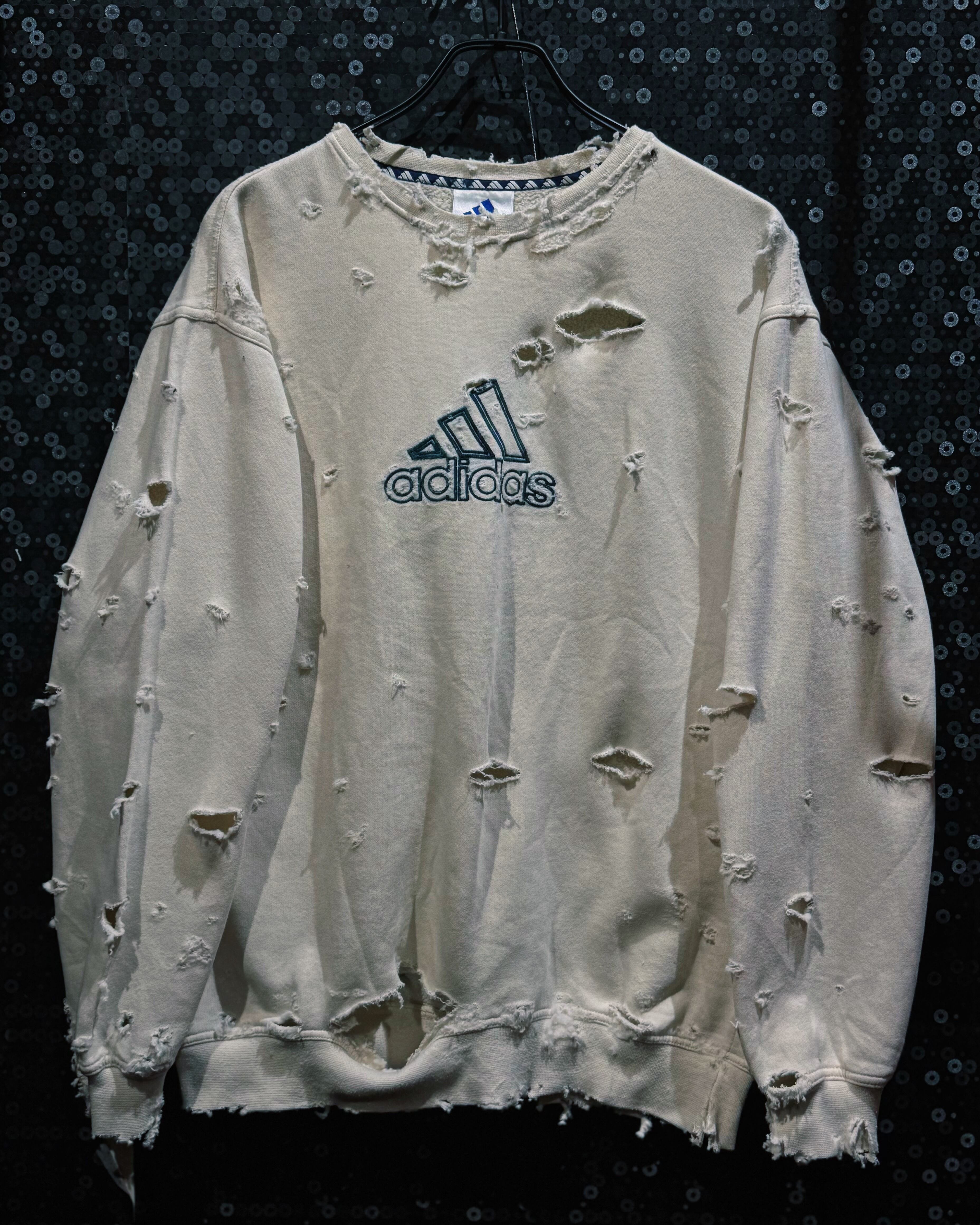 【ÆIEM】original “boro” re:make adidas Performance Logo Crash Sweat – Off White Edition
