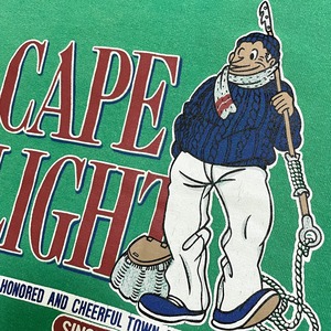 CAPE LIGHT 90s 日本製 スウェットシャツ トレーナー バックプリント L グリーン クルーネック 昭和レトロ ジャパニーズヴィンテージ  SWEATSHIRTS 古着