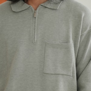 ハーフジップ ポロニット スウェット A1723