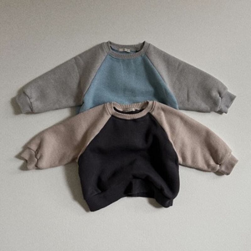 【BABY&KID】韓国風 厚手カラーバリトレーナー