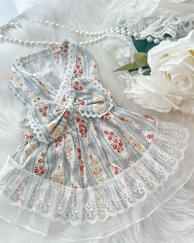 French Blue Flower pet dress