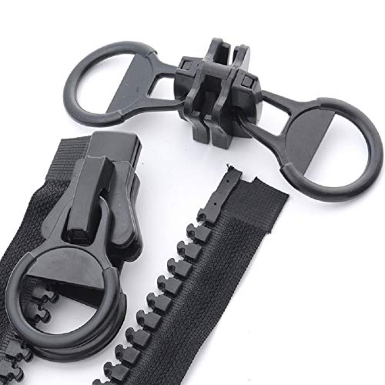 特大 ファスナー ジャンボファスナー 両面 オープン 黒色 樹脂製 ジッパー DIY 修理 (20号 150cm BK)