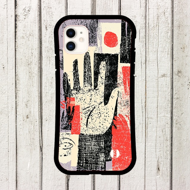 受注生産 iPhoneケース 赤黒ブラシのZINEコラージュ｜紙もの風 ZINE022A