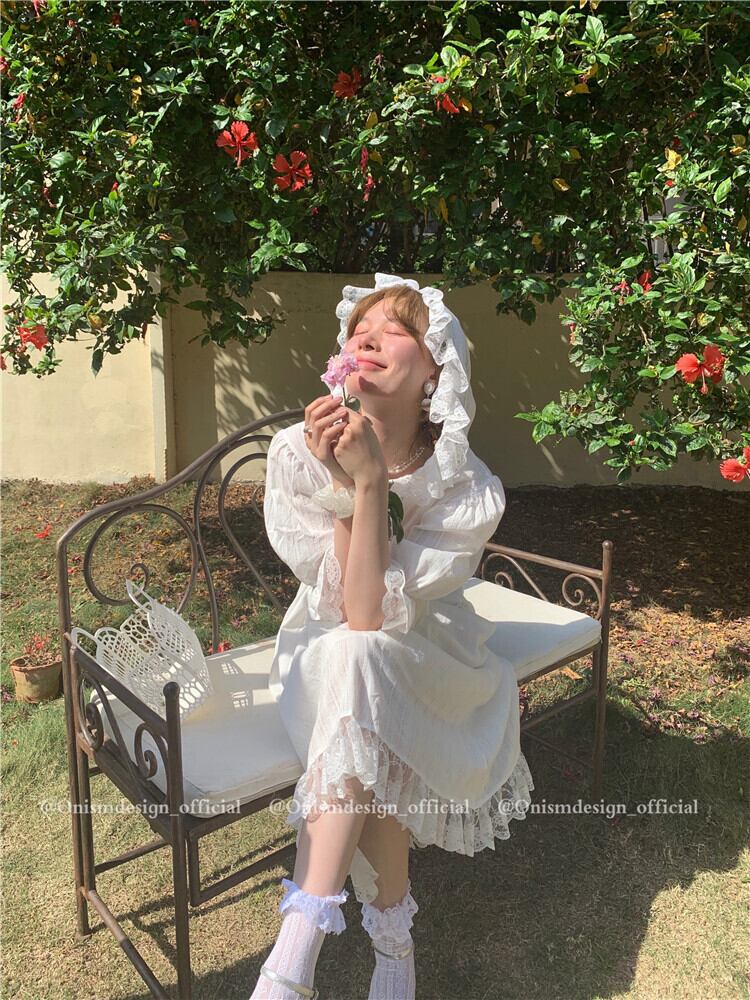 レースフードドレス レディースサマーウェストスリーブ 夏物 レースアップ ビッグFスモールZ韓国39745747375