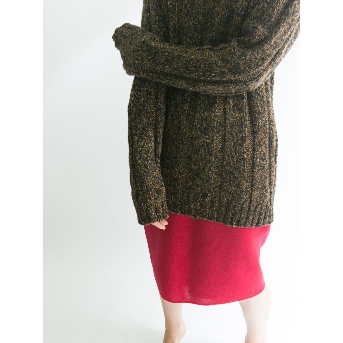 【YVES SAINTLAURENT 】Middle length wool knit skirt(イヴ・サンローラン 膝丈 ニットスカート )10a