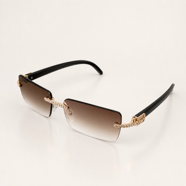 Iced Gold Rimless Gradient Sunglasses