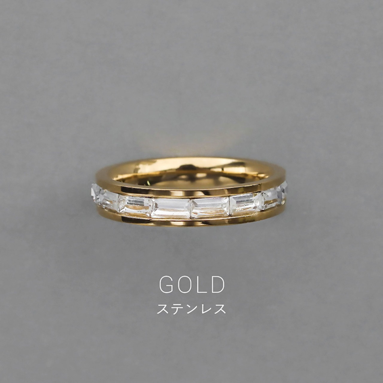 【ネコポス便】リング ジルコニアラインリング 指輪 金属アレルギー ステンレス 1976