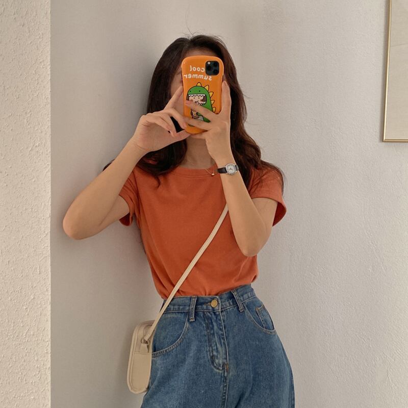 2020年夏の新バージョンのinsnetred半袖Tシャツレディースセルフフィットオールマッチウエスタンスタイルプライマートップ YY-ファッション52415992535