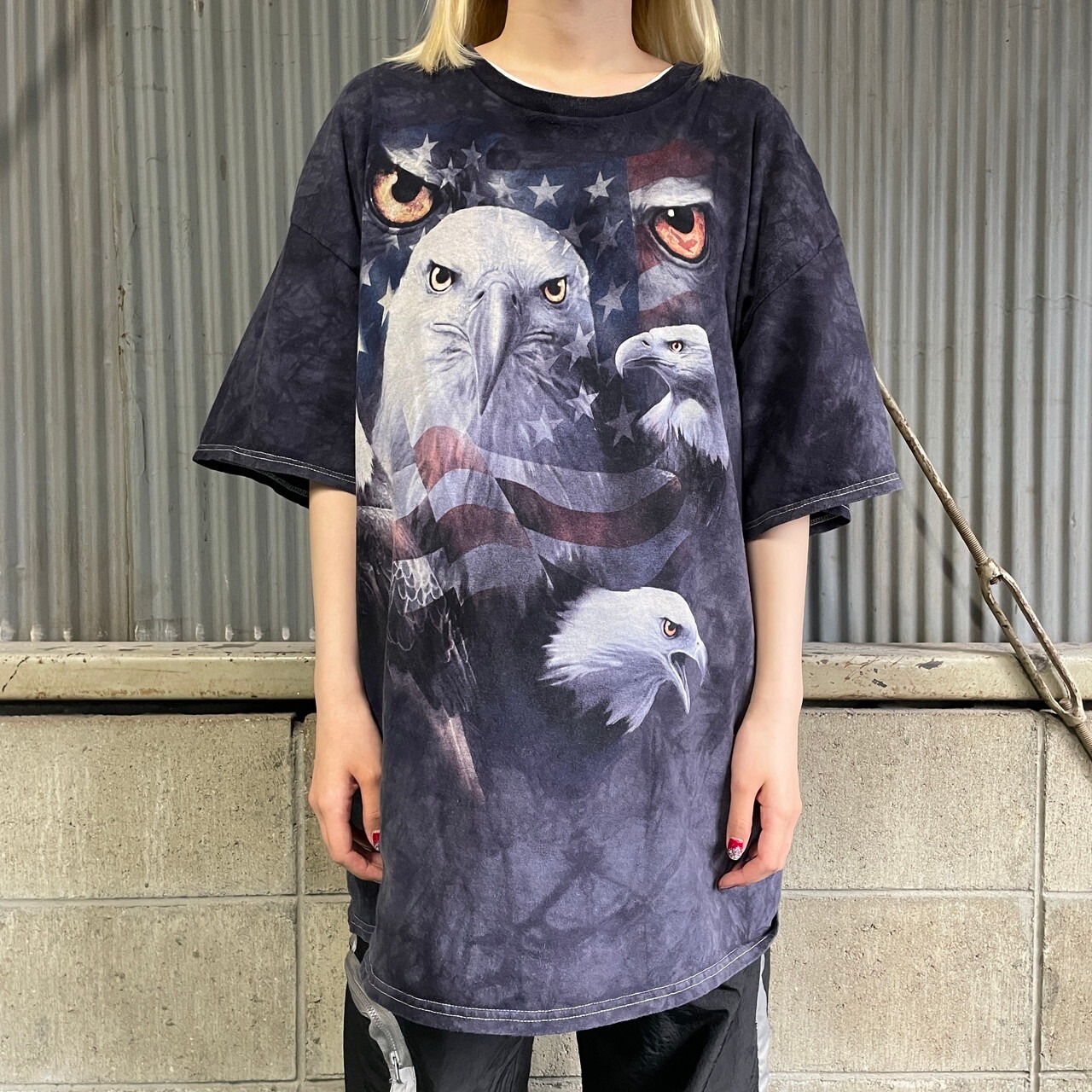 ビッグサイズ イーグル 鷹 鳥柄 タイダイ 動物 アニマルTシャツ メンズ 