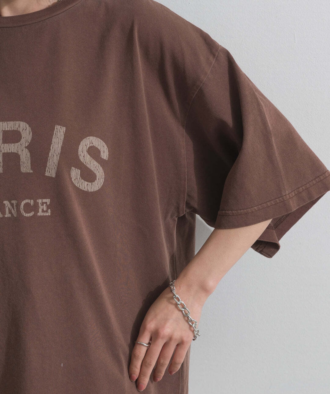 32685 ピグメントロゴプリントTシャツ brown