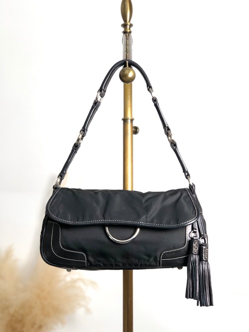 PRADA プラダ ショルダーバッグ ブラック ナイロン レザー ワンショルダーバッグ vintage ヴィンテージ オールド ttefme