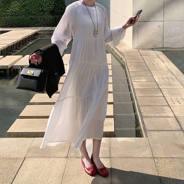 ランダムティアードロングワンピース 11133