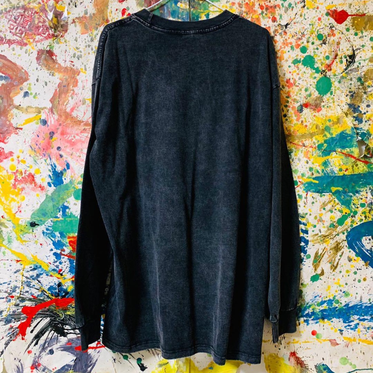 平成レトロ メンズ ロンT 長袖 エモい 昭和レトロ個性的 秋 冬 黒XL  