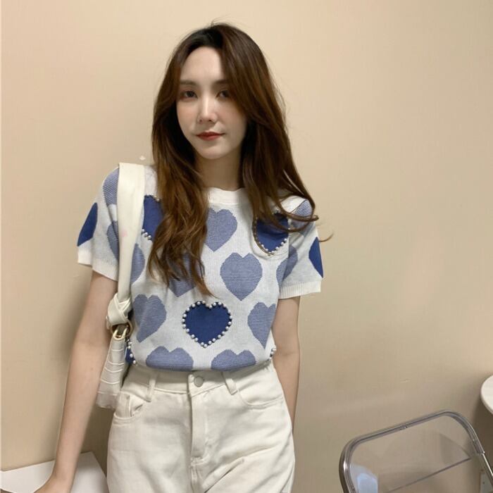 ニット ショートサマートップス Tシャツ 夏物 シルク 1号婦人82766472000