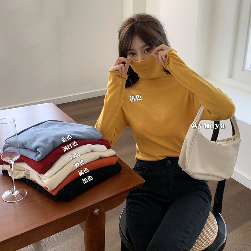 クレセントシティタートルネックニットレディース秋冬ウェア2020スリム&シンオールマッチウエスタンスタイルベースシャツトップ クレセントシティ58751015424