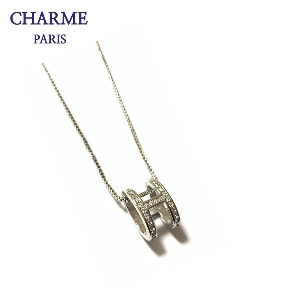 cz diamond H necklace