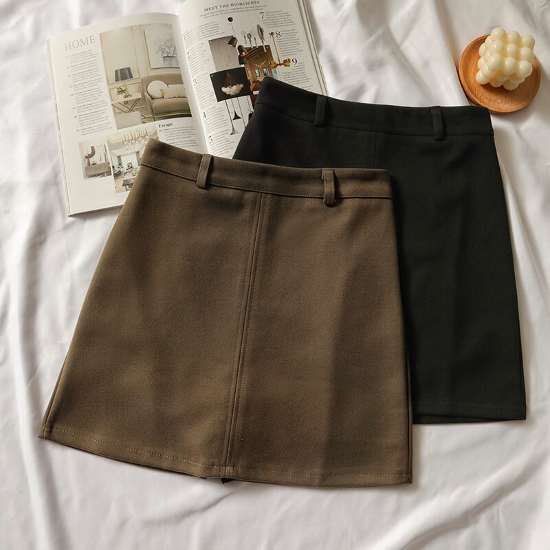 スカート ウィンターセーター オータムブラックハイウェストウェストAライン 秋物 冬物 1号婦人69870934226