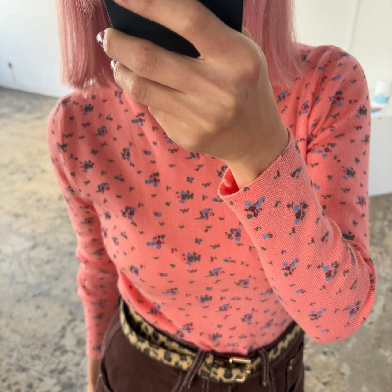 小花柄ニットタートルネック_LN03252