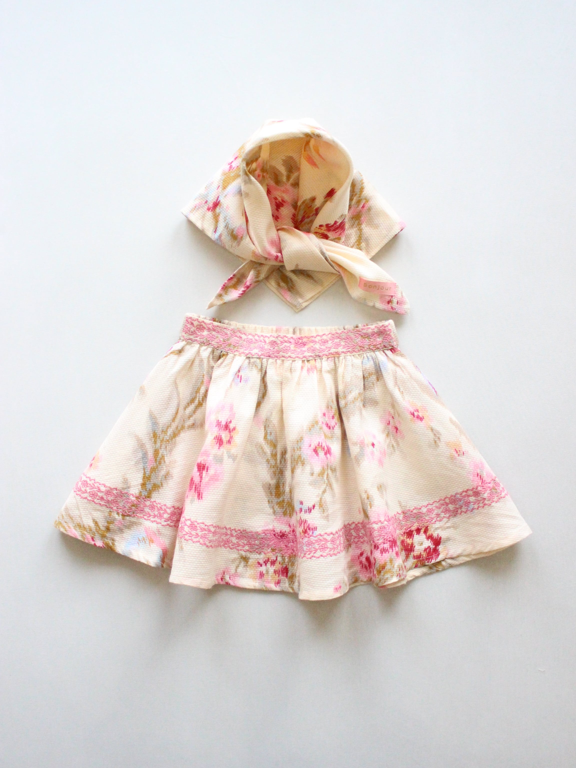 BONJOUR DIARY Skirt with Scarf Antoinette Print pique 8-12y *4/14  