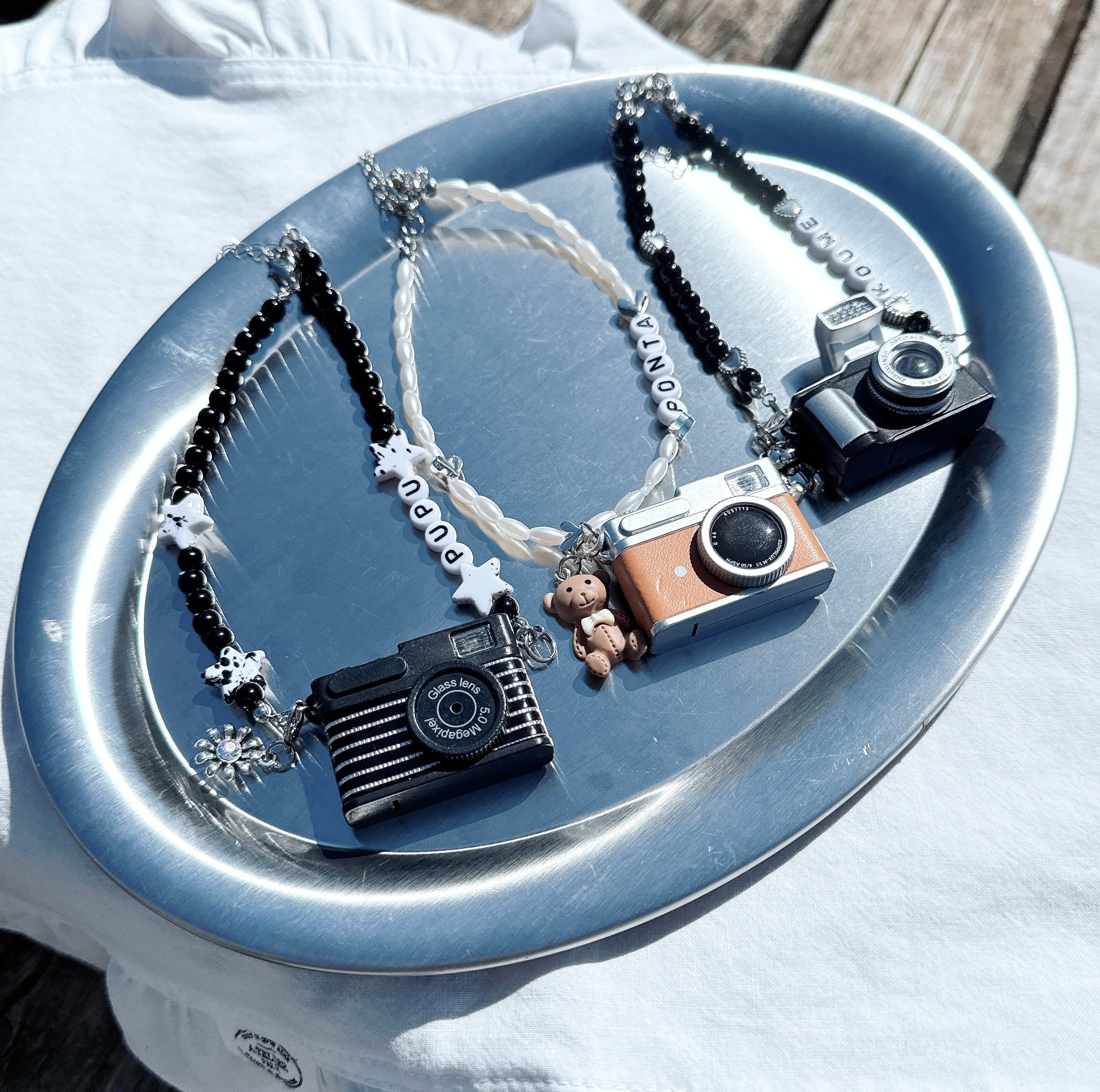 カスタムお名前入りストライプフラッシュカメラ