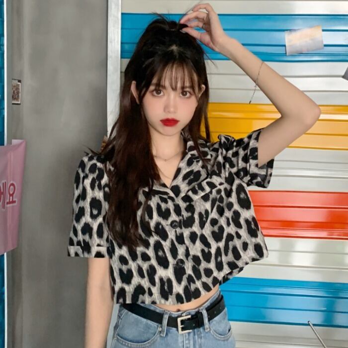 スタンダードスタイルシャツ スプリングオータムトップス ショート レトロ 春物 秋物 1号婦人48670709151